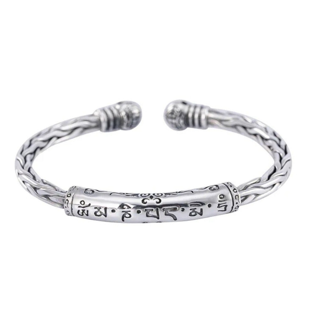 NEW Women's Heavy Buddhist Om‎ 925 Sterling Silver Bracelet, Adjustable